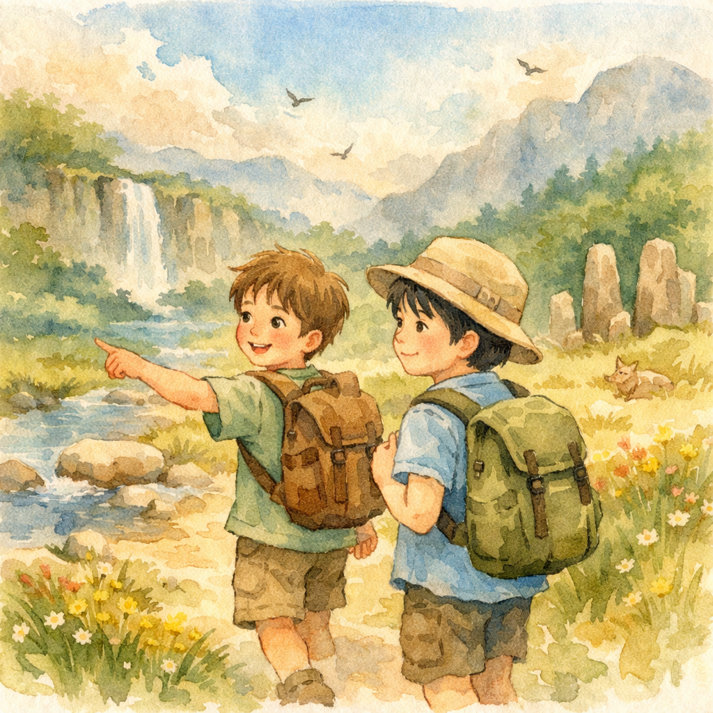 旅をする少年2人